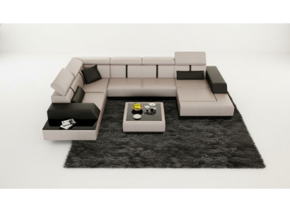 Leather sofa + USB living landscape sofa corner sofa corner leather couch poster corner couch new