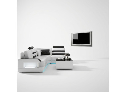 Leather sofa with USB, living room corner sofa, corner suite design, modern sofa L6016D