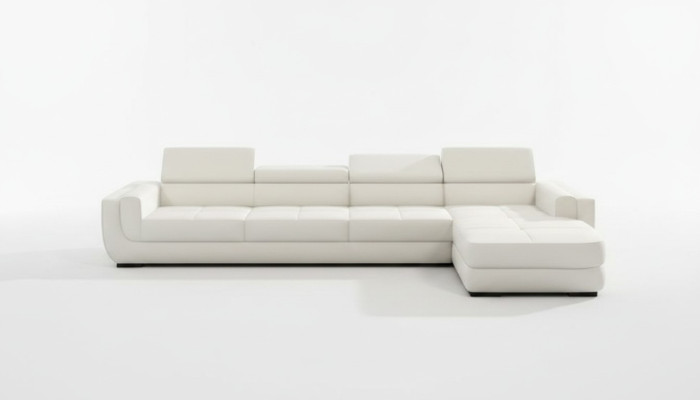 Corner sofa, leather sofa, USB living landscape, L-shaped sofa, upholstered seat corner, Tettau white