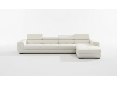 Corner sofa, leather sofa, USB living landscape, L-shaped sofa, upholstered seat corner, Tettau white