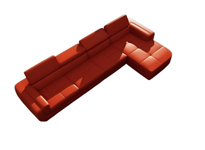 Sectional leather sofa + USB living landscape L-shaped sofa upholstery seat corner Tettau red