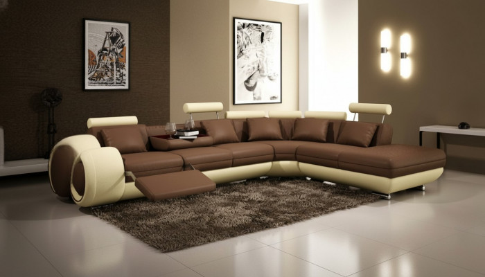 Leather sofa with USB living landscape corner sofa corner suite design modern sofa A1163C