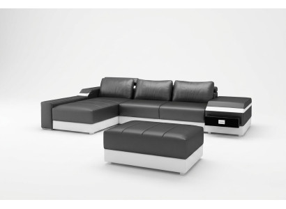 Corner sofa + USB corner sofa couch upholstery leather suite living landscape chaise lounge