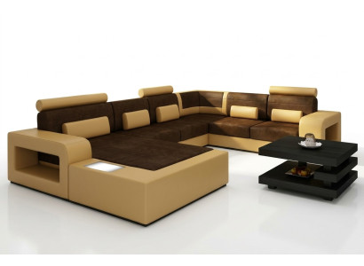 Living area sofa with USB sofa set fabric textile leather sofa with lighting