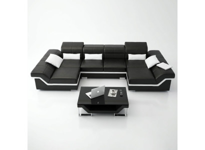 Large Leather Upholstery New Leather Sofa XXL Sofa with USB Corner Sofa Living Landscape