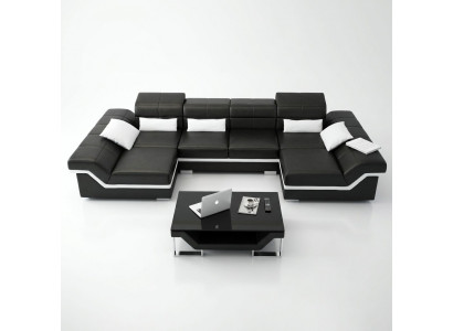 Large Leather Upholstery New Leather Sofa XXL Sofa with USB Corner Sofa Living Landscape