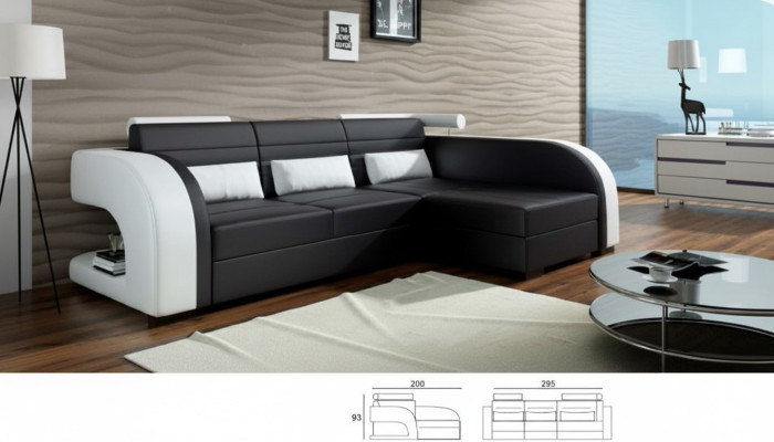 Leather sofa with USB padded corner sofa living area upholstery corner sofa Bergamo couch
