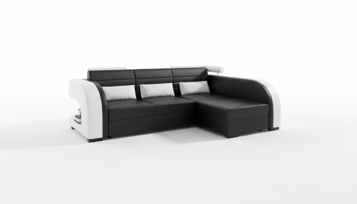 Leather sofa with USB padded corner sofa living area upholstery corner sofa Bergamo couch