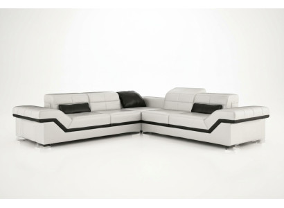 Leather Sofa XXL Living Area Couch Design Sofa with USB Corner Sofa Sofa Set White