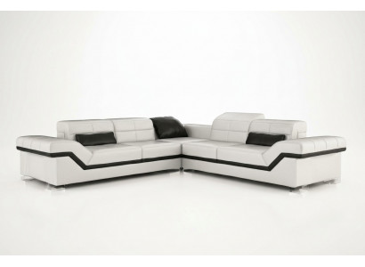 Leather Sofa XXL Living Area Couch Design Sofa with USB Corner Sofa Sofa Set White