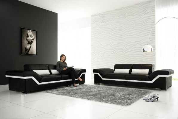 Leather sofa USB Sofa 3+3 seater design sofa upholstery leather suite couch