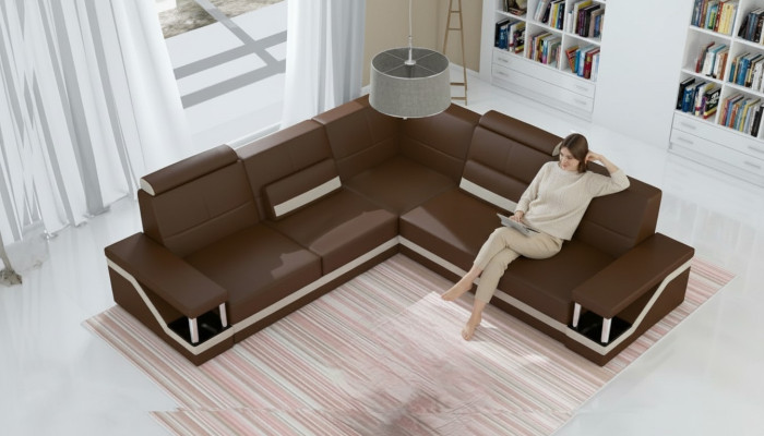 Leather sofa corner couch sofa + USB poster corner suite sofas fabric leather suite new