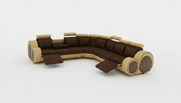 TEXTILE SOFA +USB, DESIGNER CORNER SOFA LIVING AREA CORNER NEW LEATHER SET