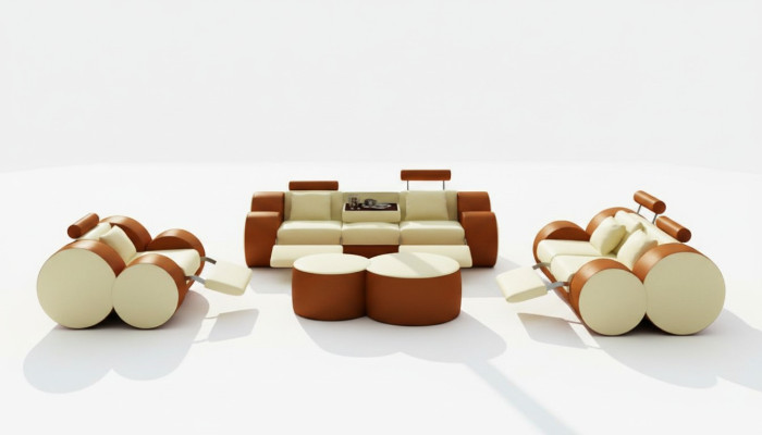 Leather Sofa 3+2+1 With USB Relax Couch Sofa Set Living Room Set Upholstered Set