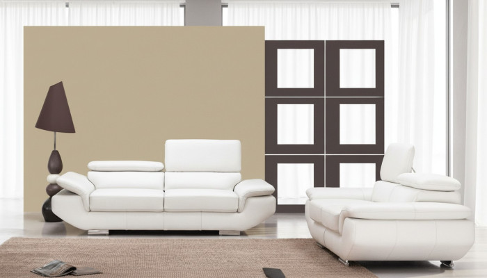 Sofa set with USB, upholstered sofa, leather seating set 3+2 seater Weilrod "White"