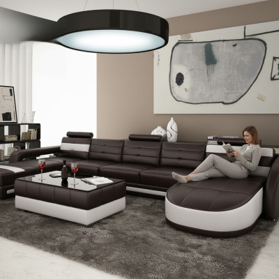 LEATHER SOFA CORNER SOFA WITH USB DESIGNER PISA LIVING LANDSCAPE COUCH SOFA U SHAPE COLO 3
