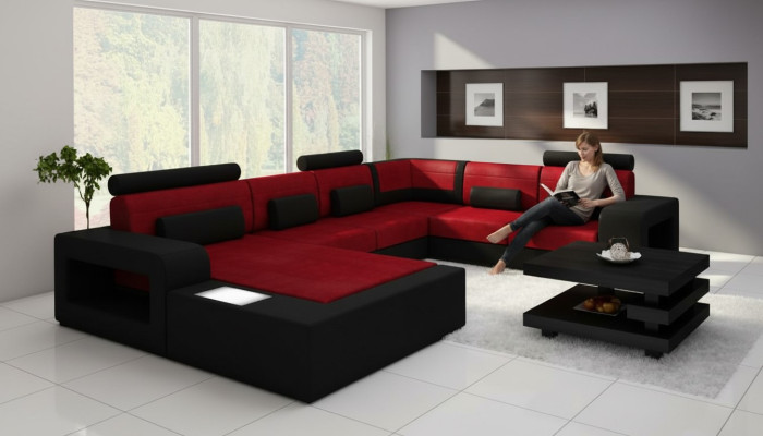 Sofa with USB fabric textile leather sofa with lighting living landscape custom-made.