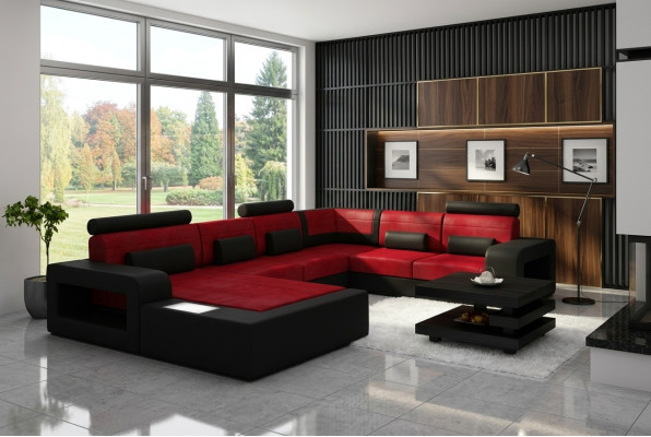 Sofa with USB fabric textile leather sofa with lighting living landscape custom-made.