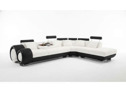 LEATHER SOFA LEATHER COUCH USB SET SOFA LIVING ROOM BLACK/WHITE Custom-made