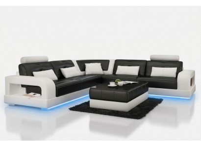 Leather sofa, sofa corner couch, USB sofa set, design couch living landscape, made to measure.
