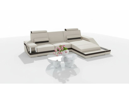 Corner sofa living landscape sofa USB corner suite leather textile fabric custom-made.