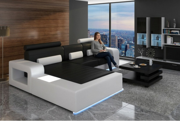 LEATHER CORNER SOFA SET with USB, CUSTOM-MADE LEATHER COUCH SOFA SET CORNER SOFA