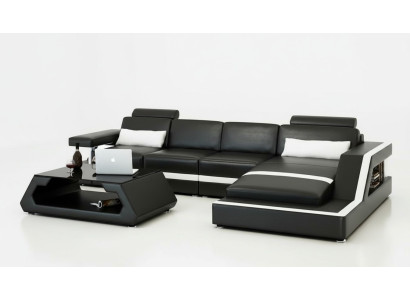 LEATHER SOFA XXL LIVING AREA SUITE USB LEATHER CORNER SOFA Custom-made HH4