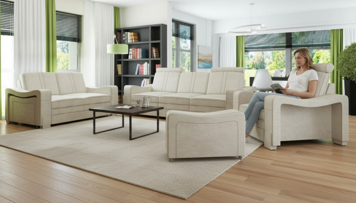 Sofa set textile upholstered sofa with USB furnishing fabric sofa 3+2+1 living landscape