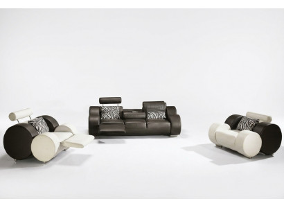 LEATHER SOFA with USB LEATHER SUITE 3+2+1 SEATER UPHOLSTERY SUITE DESIGNER SOFA NEW
