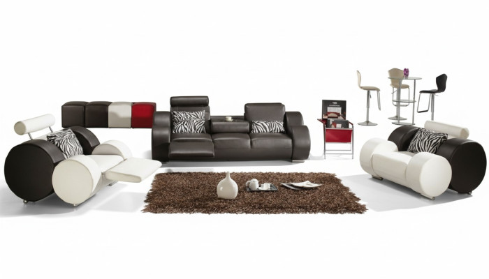 LEATHER SOFA LEATHER COUCH 3+2+1 with USB UPHOLSTERY SET DESIGNER SOFA NEW SET