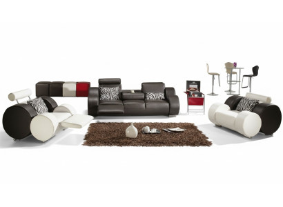 LEATHER SOFA LEATHER COUCH 3+2+1 with USB UPHOLSTERY SET DESIGNER SOFA NEW SET