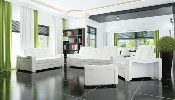 LEATHER SOFA 3+2+1 SOFA + USB SET UPHOLSTERED DESIGN SOFA SOFA SET NEW