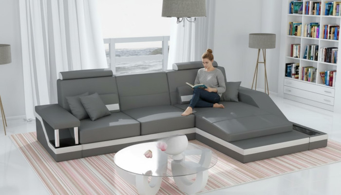 Corner sofa set leather textile fabric living landscape sofa USB new custom-made