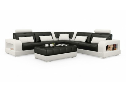 LEATHER SOFA WITH USB, CORNER SOFA "H2209" SOFA SUITE DESIGNER COUCH Custom-made