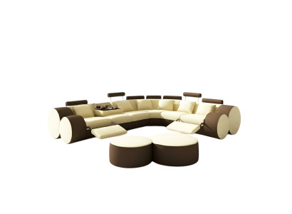 Designer leather sofa with USB, leather couch, corner sofa, living landscape, custom-made