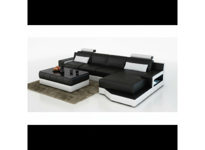 LEATHER SOFA CORNER SOFA with USB SOFA COUCH SUITE LIVING LANDSCAPE WITH SLEEPING FUNCTION NEW