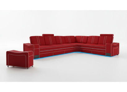 LEATHER SOFA XXL LIVING AREA SET LEATHER CORNER COUCH SET with USB UPHOLSTERY