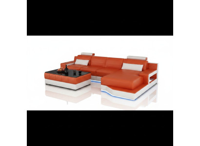 Leather sofa, sofa with USB, living landscape, bed function, new sectional sofa, new custom-made