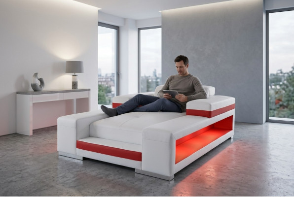 Modern leather comfort recliner chaise longue with USB