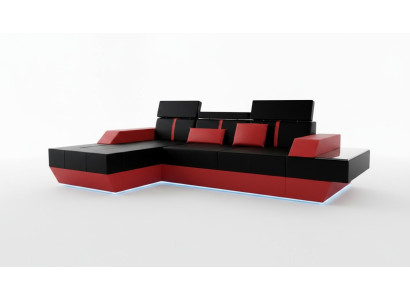Leather sofa, living landscape, couch, sofa, corner sofa, USB, leather upholstery, custom-made.