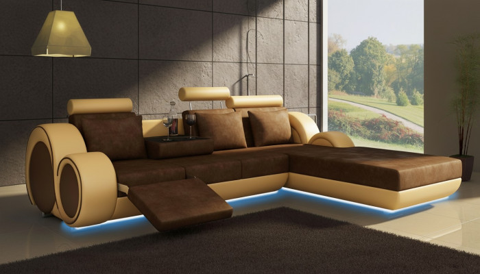 Textile sofa set corner couch USB custom-made living landscape couch set