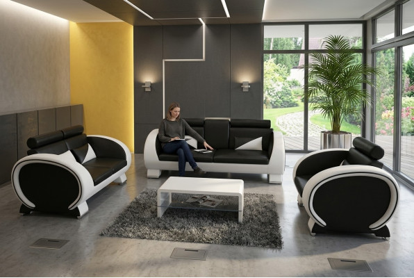 LEATHER SOFA USB DESIGN SUITE 3+1 Custom-Made UPHOLSTERED SUITE UPHOLSTERED SOFA NEW