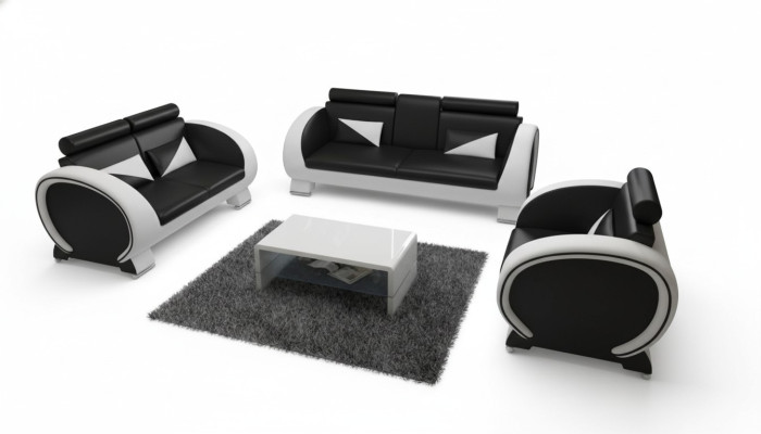 LEATHER SOFA USB DESIGN SUITE 3+1 Custom-Made UPHOLSTERED SUITE UPHOLSTERED SOFA NEW