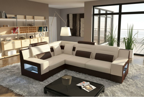 "Sofa landscape USB padded corner sectional custom-made leather sofa"