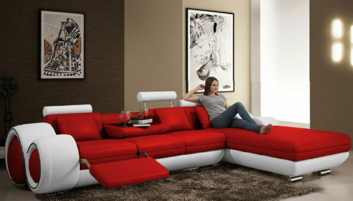 Sectional USB living landscape leather sofa custom-made upholstered furniture couch