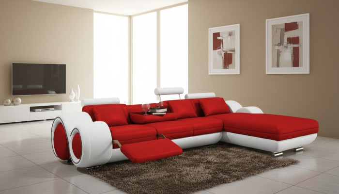 Sectional USB living landscape leather sofa custom-made upholstered furniture couch