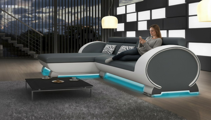 LEATHER SOFA CORNER SOFA SOFA SET DESIGNER COUCH WITH BAR FUNCTION SOFA with USB UPHOLSTERY