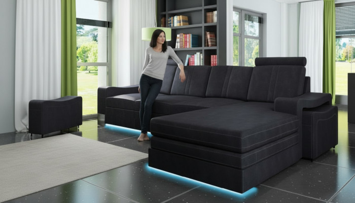 Fabric sofa with USB, upholstery set corner, new textile couch, corner sofa, fabric sofa.