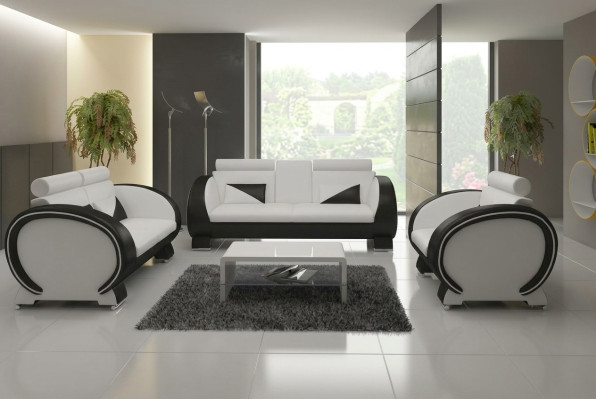 LEATHER SOFA with USB DESIGNER SOFA SUITE 3+1 COUCH UPHOLSTERY SUITE UPHOLSTERED SOFA