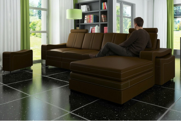 LEATHER SOFA LIVING AREA CORNER SOFA NEW SUITE XXL SOFA LEATHER COUCH with USB FRANCO